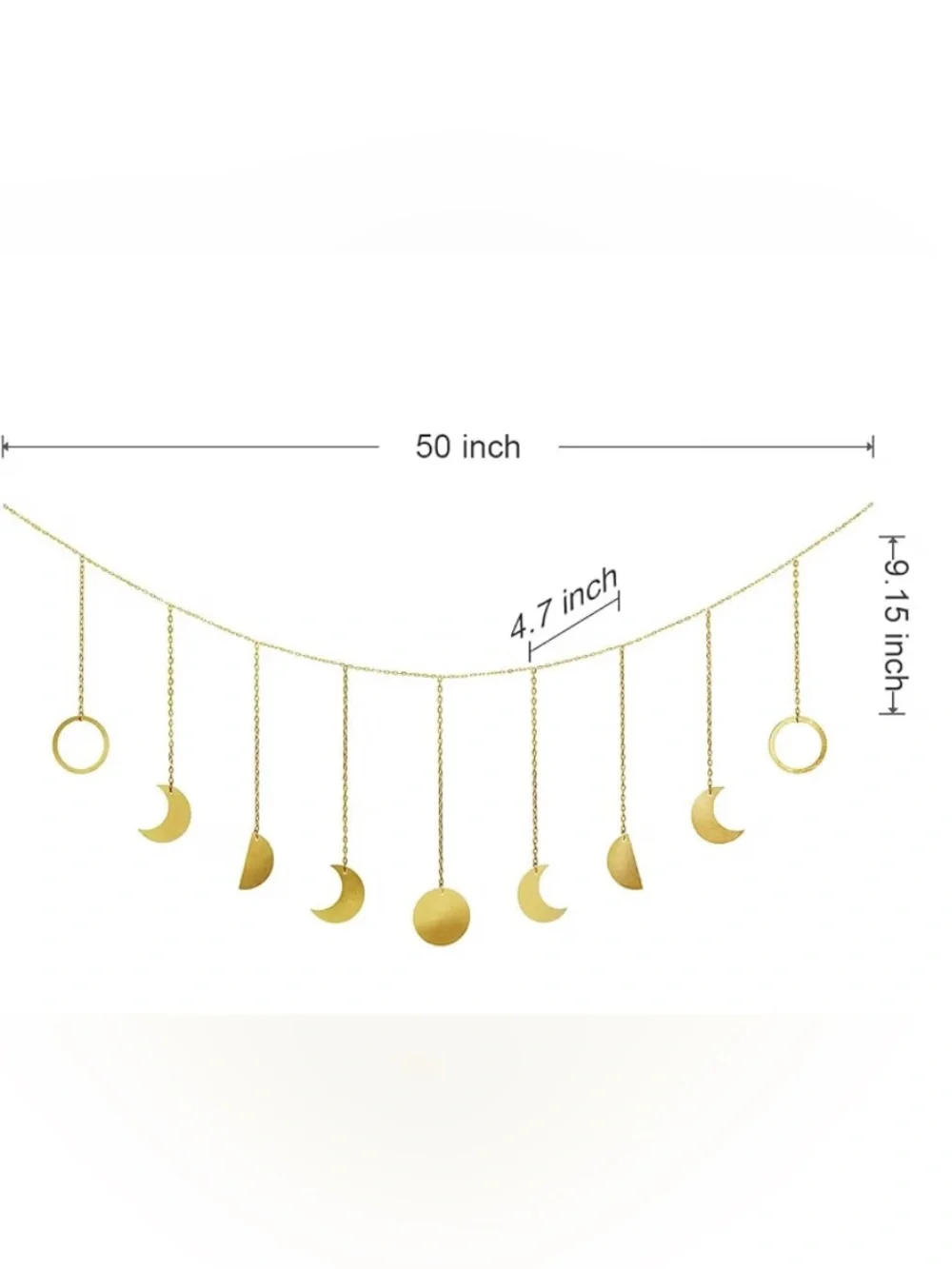 Moon Phase Hanging Wall Garland - Gold